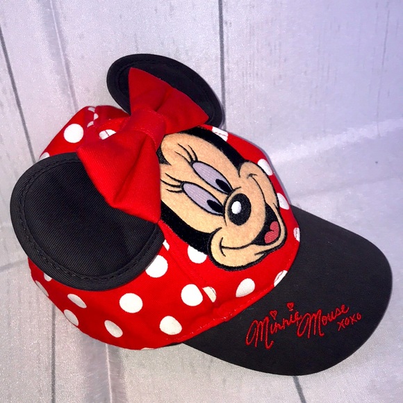 DISNEY PARKS Minnie Mouse Ears Polka Dot Hat Cap Embroidered XOXO TODDLER GIRL - Picture 8 of 12